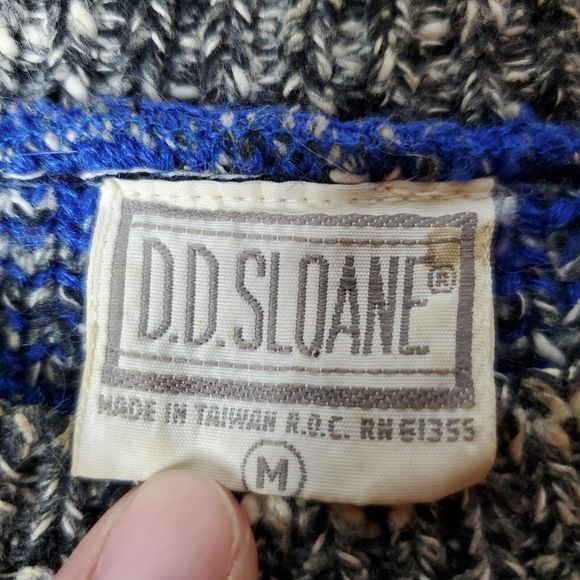 Vintage DD Sloane Grandpa Sweater Cosby Pullover Ed Bassmaster Blue Gray Men's M - Picture 10 of 12
